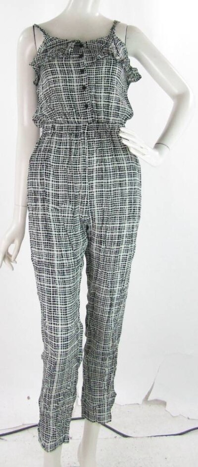 Bnwt Darimeya Cotton Slim Leg Jumpsuit Grey & White Size: 6