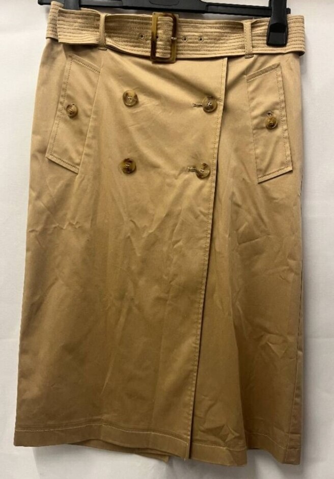 Marella Belted Button A-line Skirt Beige Size: 6