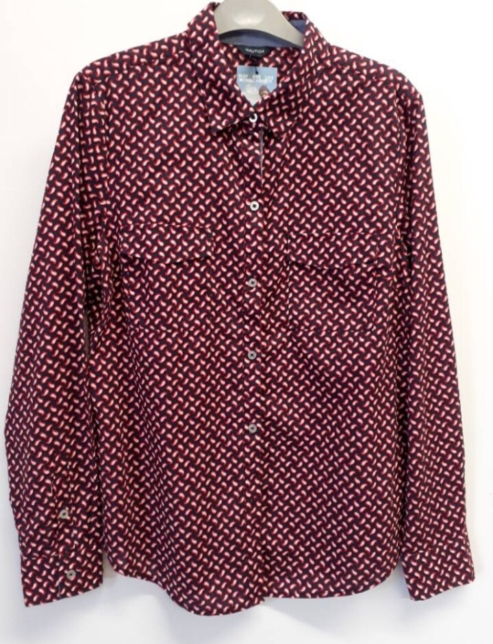 Nautica Long Sleeve Shirt/blouse In Navy Size: M