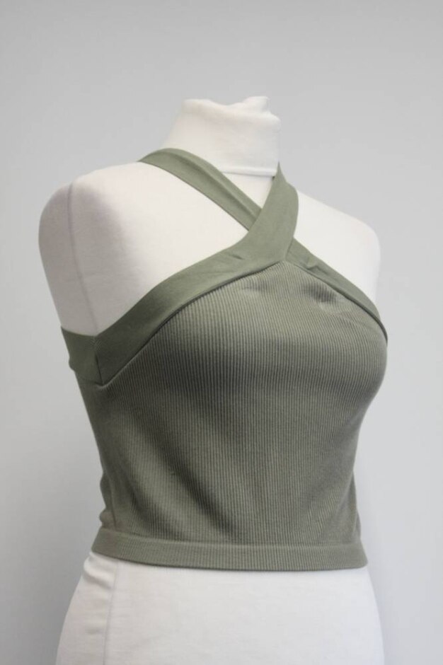 Stradivarius Sleeveless Crop Top Green Size: M