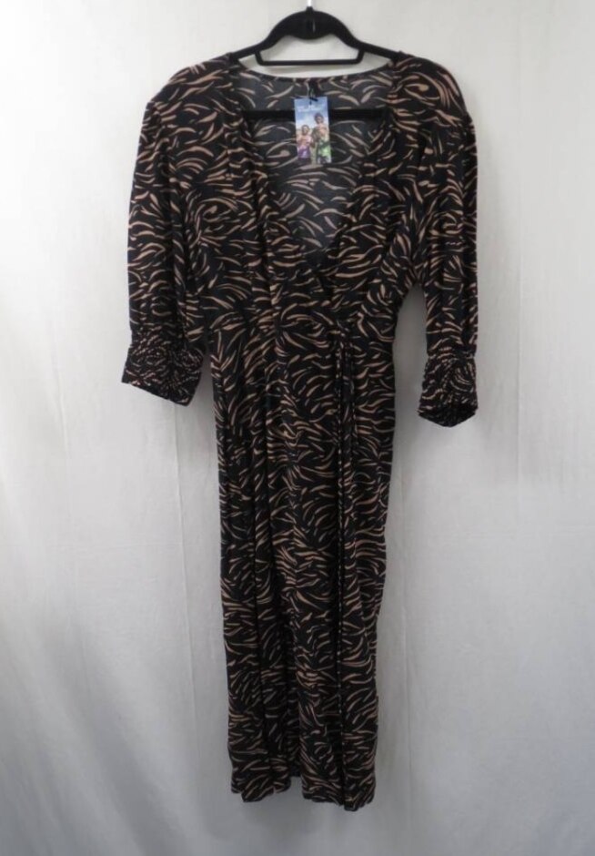Nobody's Child Leopard Print Maxi Wrap Dress Black Size: 16
