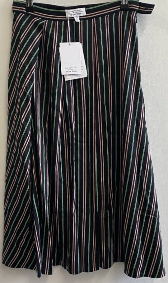 & Other Stories Stockholm Striped Pleated Midi Skirt Black/green/red Size: 36