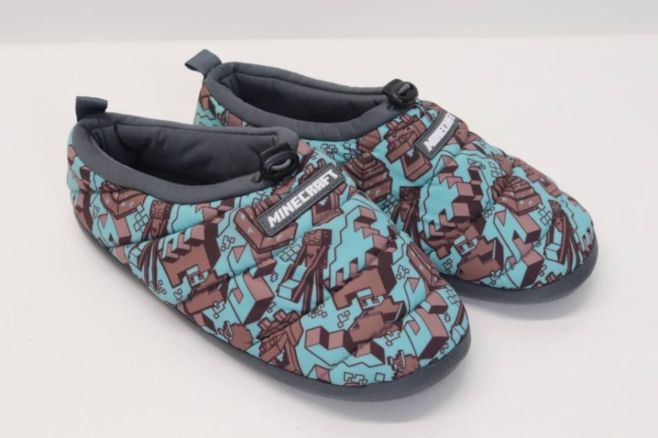 Marks & Spencer Grey Minecraft Patterned Slippers Size 7