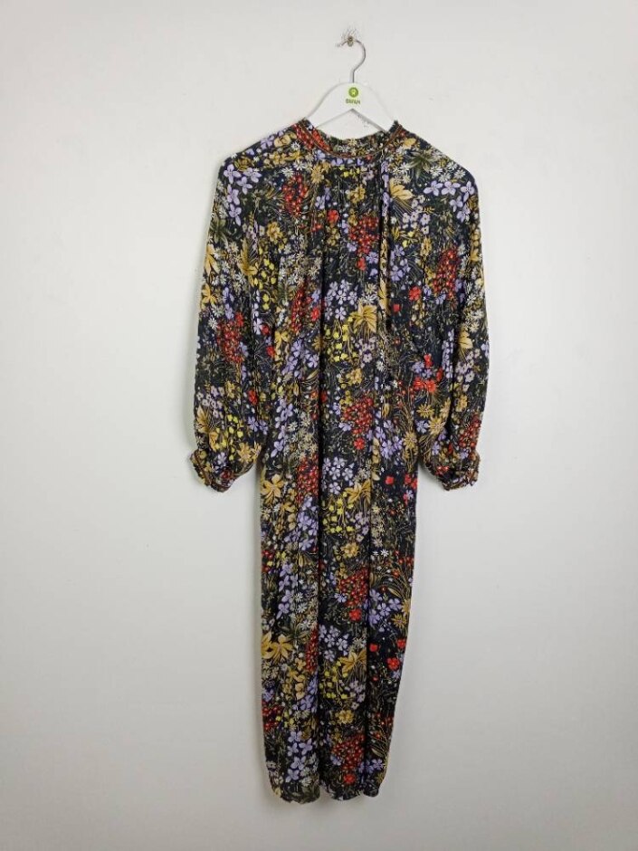 M&s Marks & Spencer Long Sleeve Shirt Dress Red Yellow Size: 14
