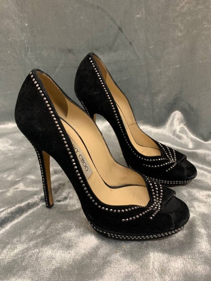 Jimmy Choo London Ladies Micro Stud Suede Stiletto Shoes