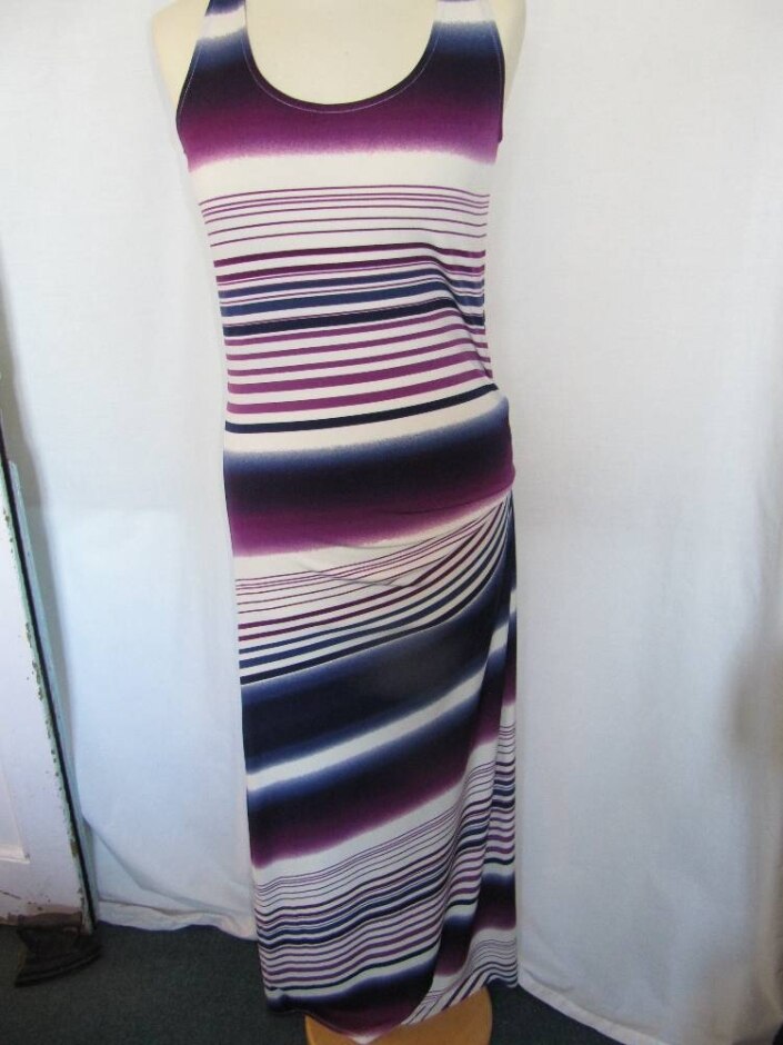 Mary Portas A Vibrant Long  Dress White / Purple Size: 8