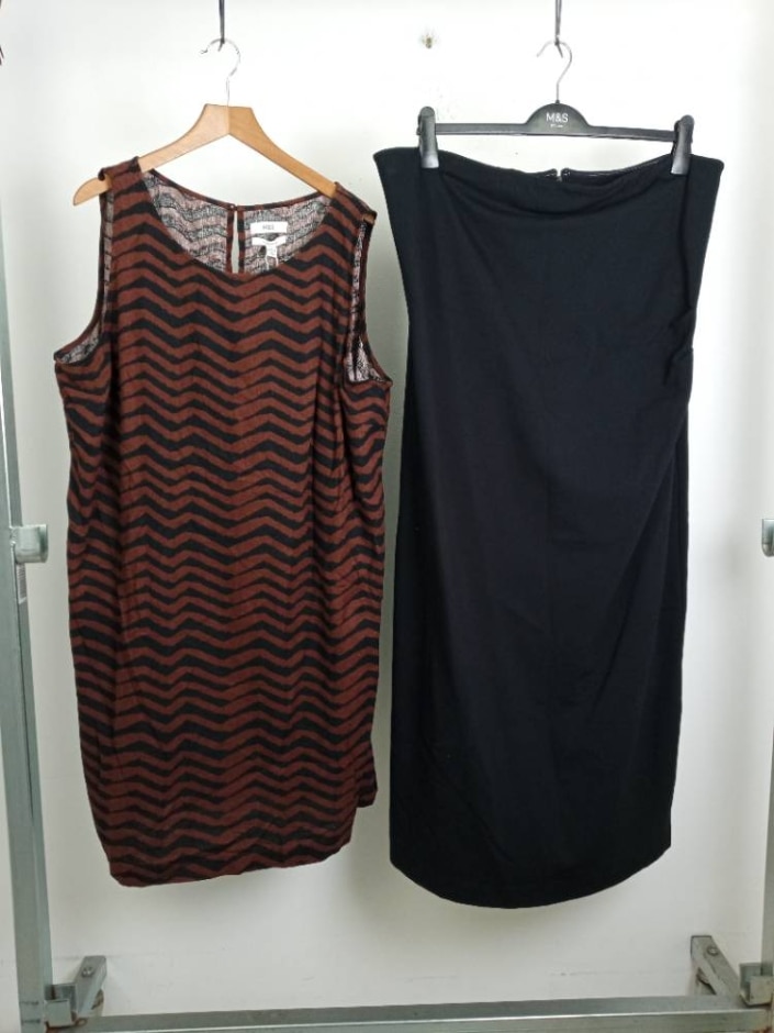 M&s Marks & Spencer 2x Dresses Bandeau Sleeveless Brown Black Size: 20