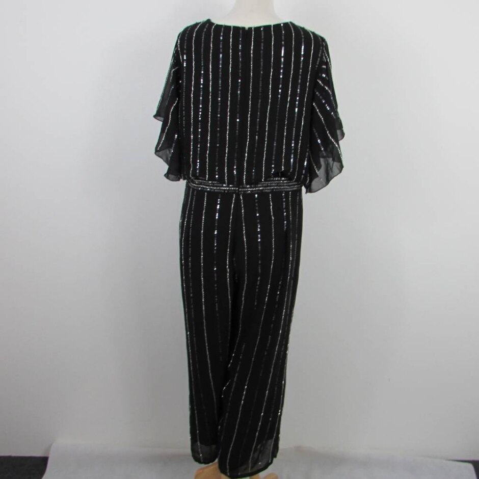 *new* Miss Selfridge Jumpsuit Black Sequin Size: 16