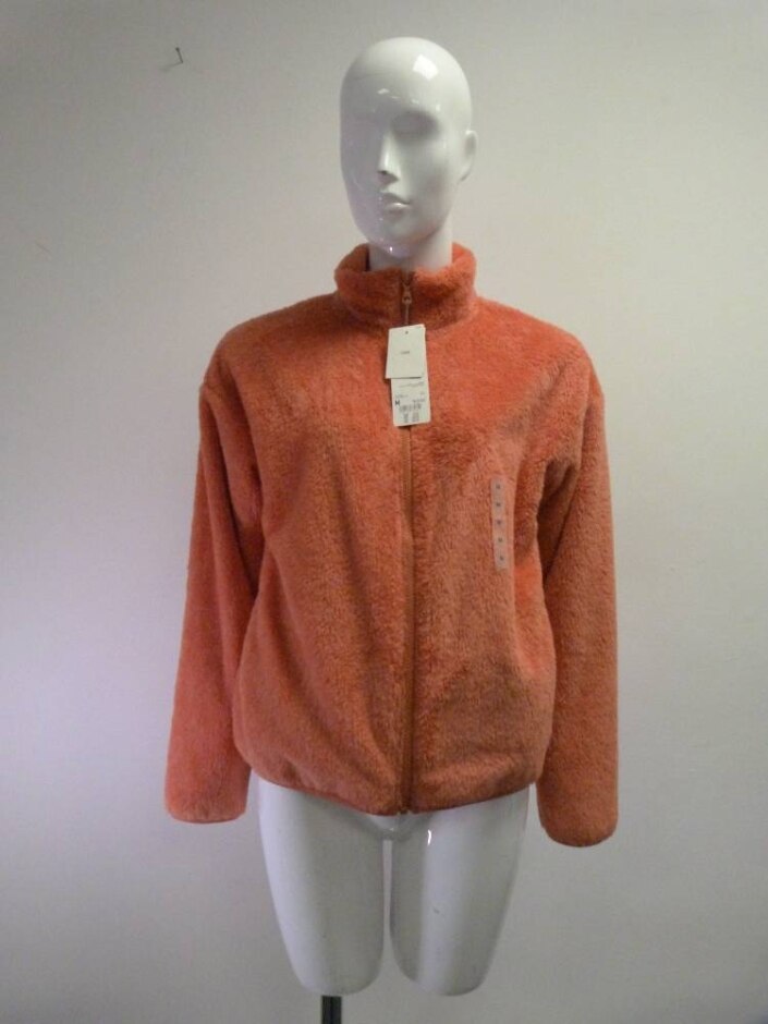 Uniqlo Fluffy Full-zip Fleece Jacket Coral Orange Size: M