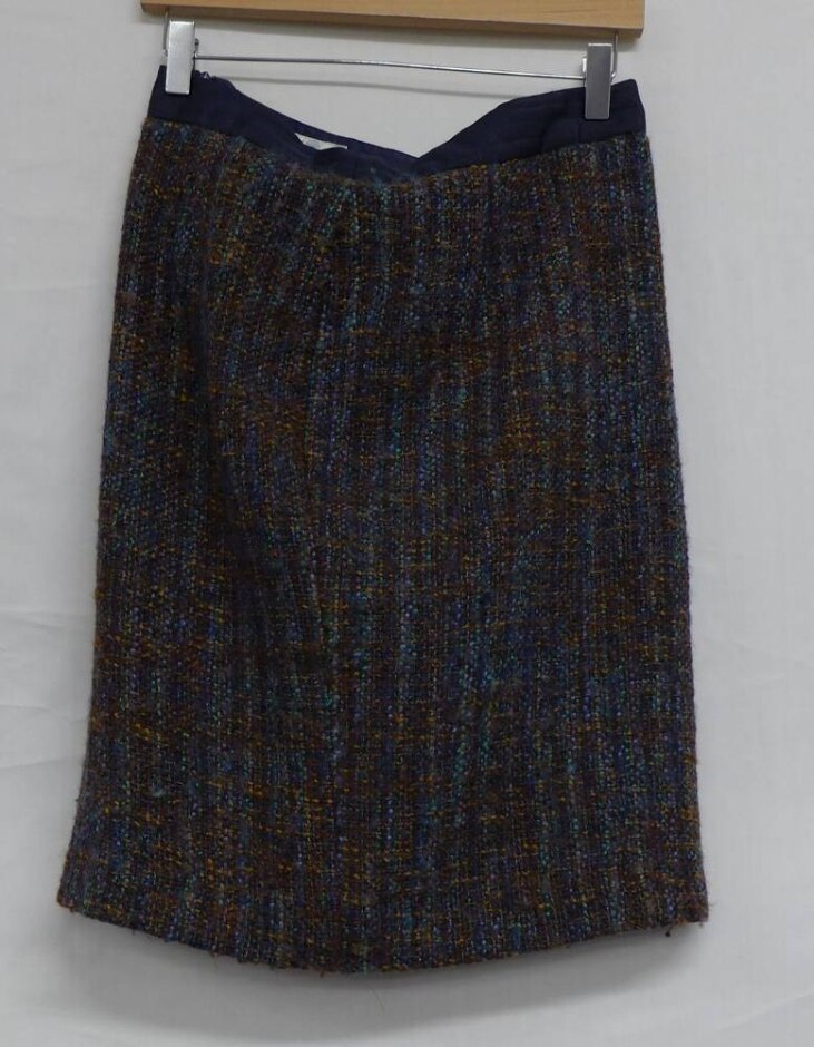 Boden Tweed Stitch Midi Skirt Orange & Blue Size: 12
