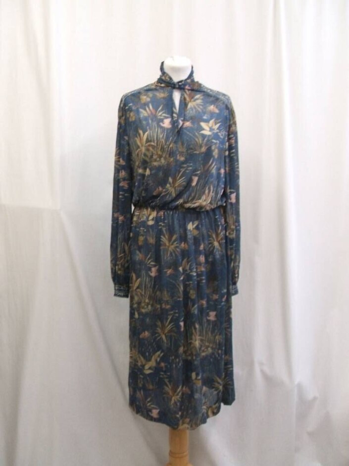 Les Lunis Vintage 80s Dress Blue Size: 14