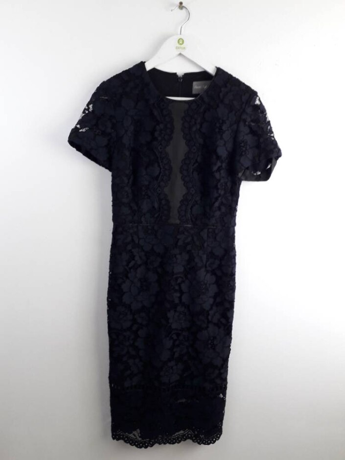 Phase Eight Women's Lace Detail Shift Dress Black Mix Size: 12