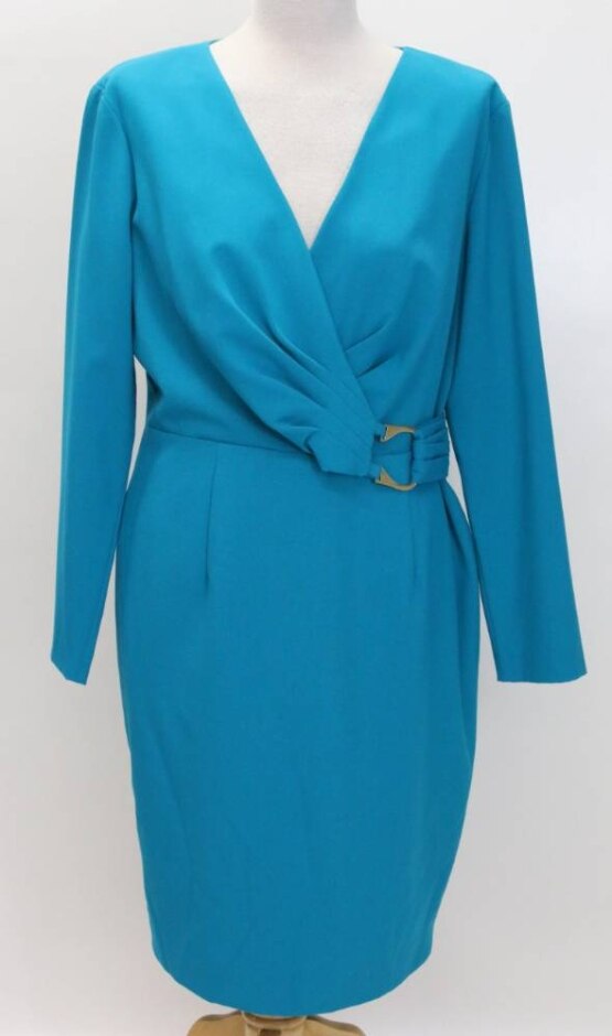 Episode Long Sleeved Midi Dress Blue Size: 18