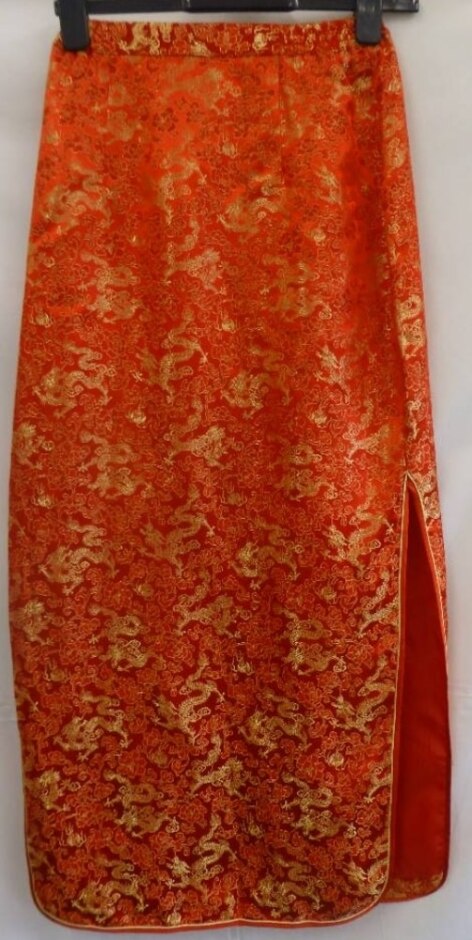 O.d.e Traditional Skirt-gold Dragon  Red  Size: 8