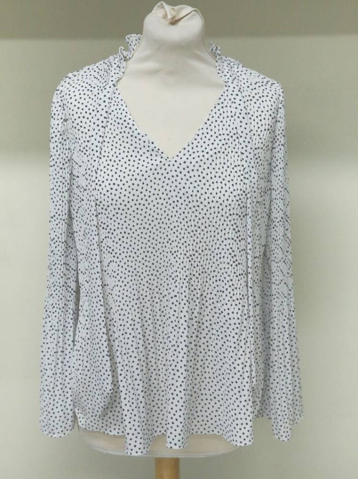 River Island Polka Dot Blouse White Size: 6