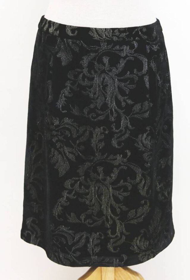 Laura Ashley Velvet Embroidered Mini Skirt Black & Gold Size: 12
