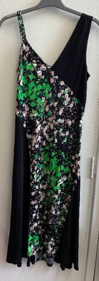 & Other Stories Jersey Part Floral Maxi Dress Black/green Etc Size: 34