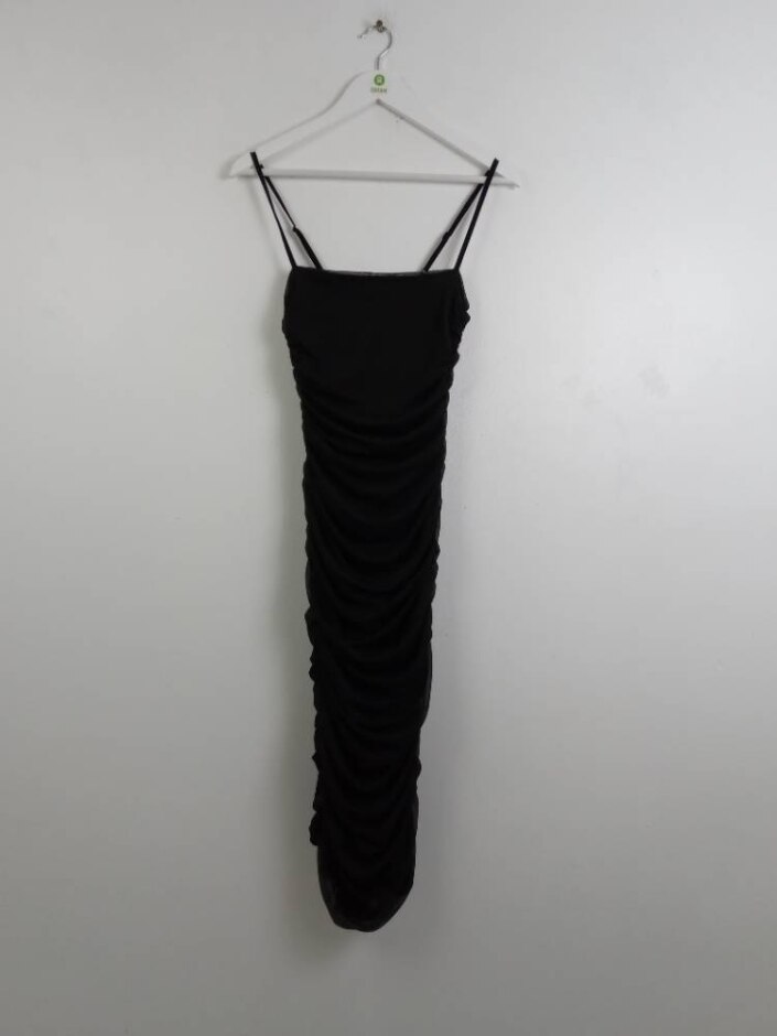 New Look Petite Ruched Strappy Dress  Black  Size: 12