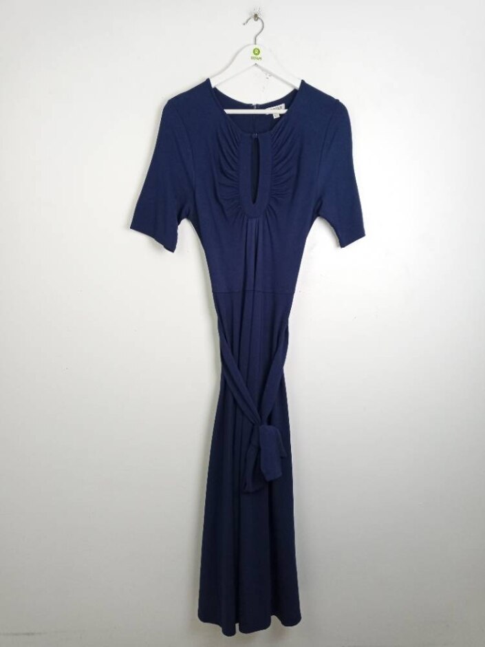 Jaeger New Women's Keyhole Jersey Midi Dress Navy Rrp: £175 Size: 14