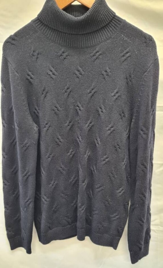 Reiss Wool-blend Knitted Jumper Navy Size: M