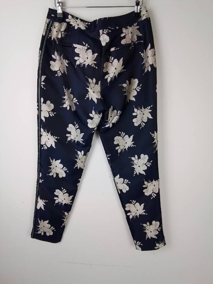 Boden Icons Straight Fit Trouser Blue And Grey Size: 8
