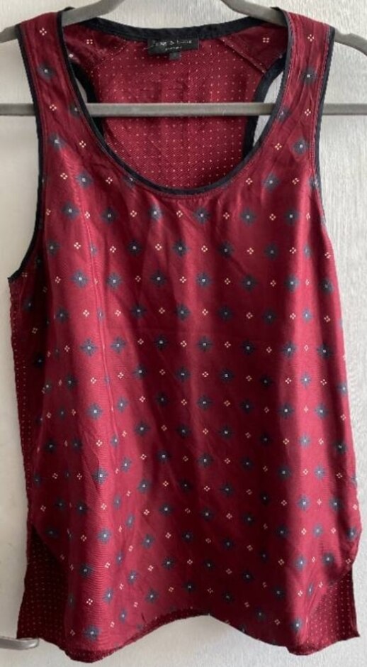 Rag & Bone New York Racer Back Silk Top Burgundy/black Size: S