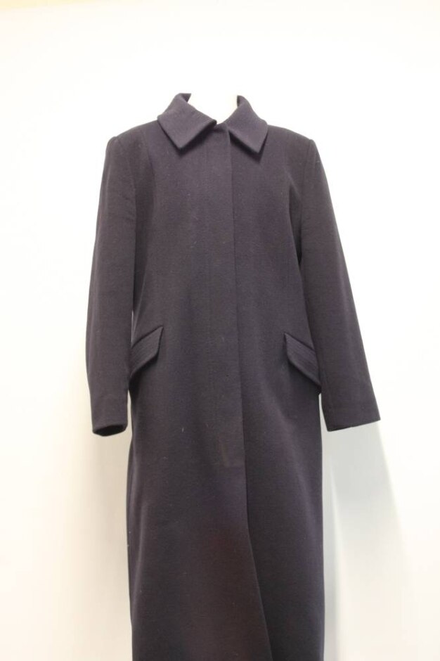 M&s Marks & Spencer Long Wool Blend Coat Navy Blue Size: 16