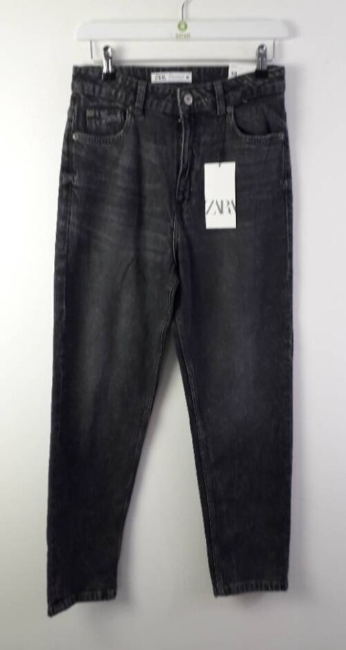 Zara Mom Fit High Rise Jeans New Charcoal Size: 10