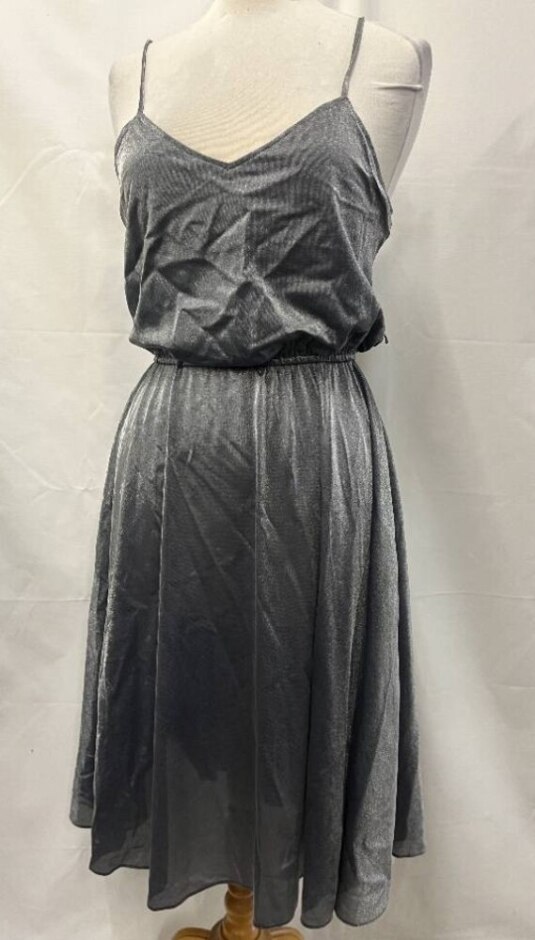 Vintage Joni Blair 90's Grunge Disco Dress Metallic Silver Size: S