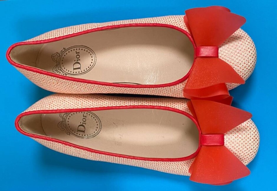 Christian Dior Ballerina Shoes With Bow Pink Size: 13 Infant