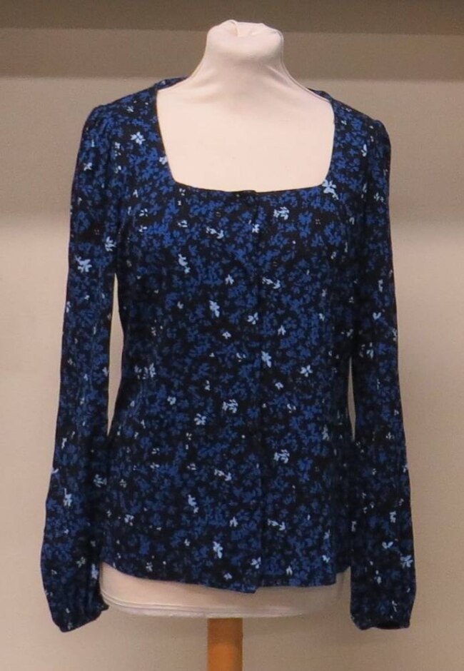 Monsoon Patterned Blouse/top Black & Blue Size: M
