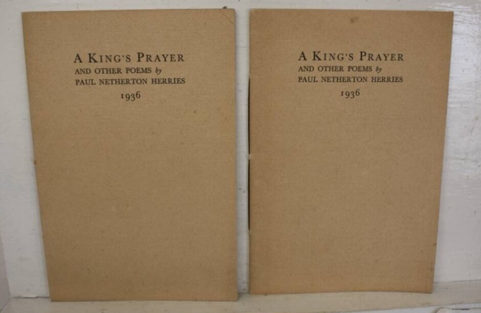 2 Copies Of A King's Prayer And Other Poems By Paul Netherton Herries 1936