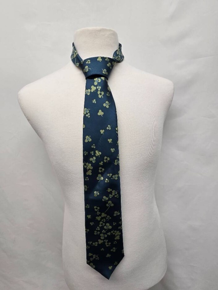 Liberty London Floral Silk Tie In Teal And Chartreuse