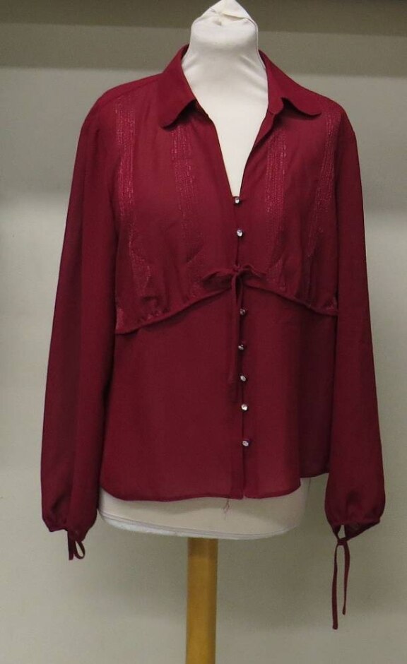 Fosby Long-sleeved Blouse Burgundy Size: 16