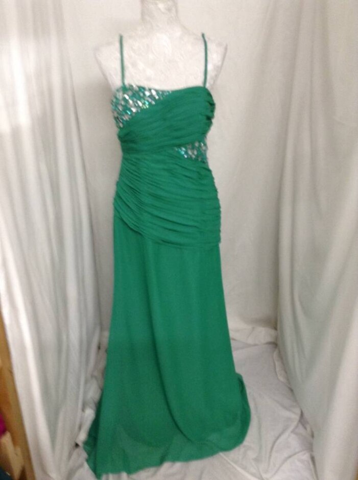 Unbranded Maxi Dress Shoestring Straps  Green Size: 32