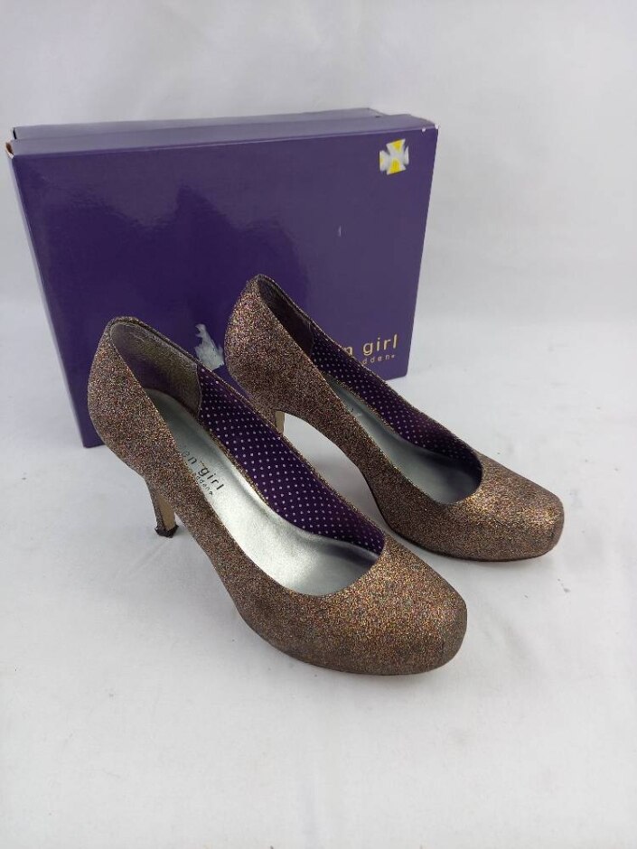 Steve Madden Multi Glitter Round Toe Court Heels Brown Size: Uk 5