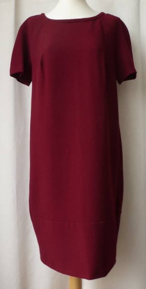 M&s Collection Midi Shift Dress Rouge Size: 8