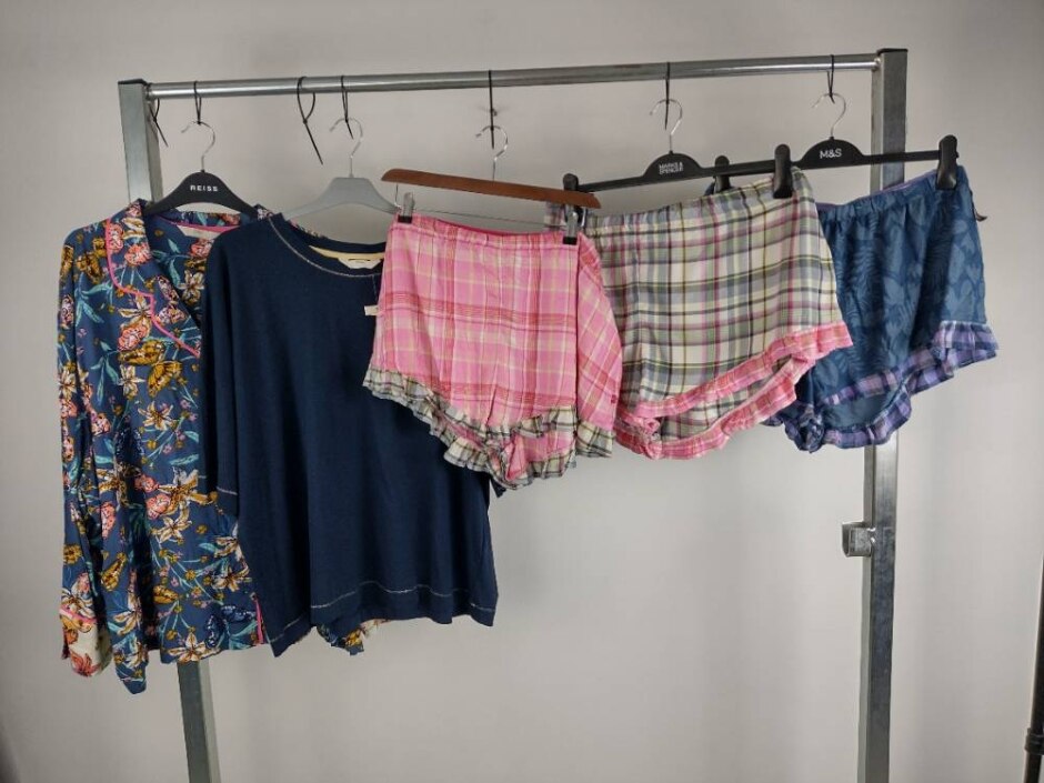 M&s Nwot Women's Checked/plain Shorts/t-shirt/top 5xbundle Blue/pink Size: 22