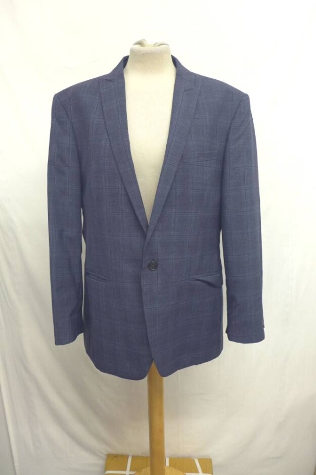 Ben Sherman Single Breasted Plaid Blazer Midnight Blue Size: 42" Chest
