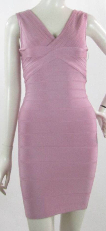 Bnwt Gold Label Wow Couture  Bandage-style V-neck Dress Pale Pink Size: S