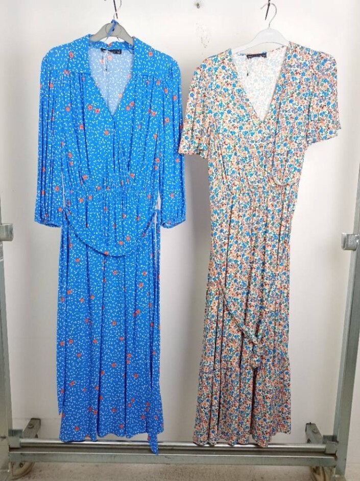 M&s Marks & Spencer 2xbundle Dresses Floral Blue Pink Size: 8