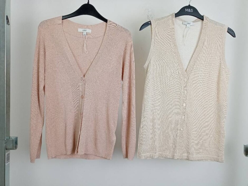 M&s Marks & Spencer 2pcs Knit Jumper & Vest Bundle Beige Size: S