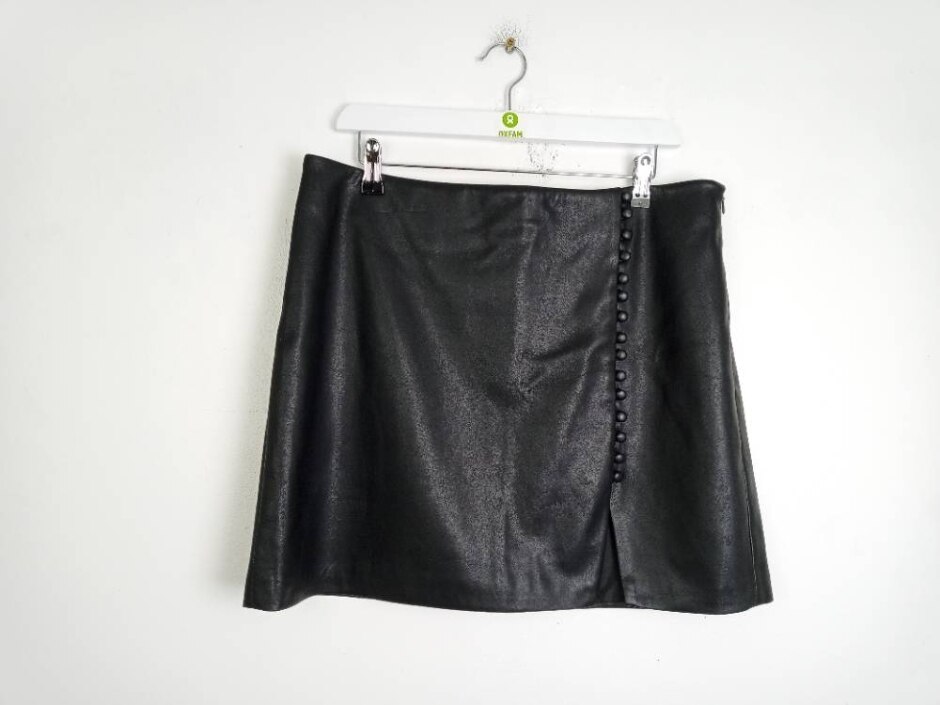 River Island Faux Leather Mini Skirt Black Size: 16