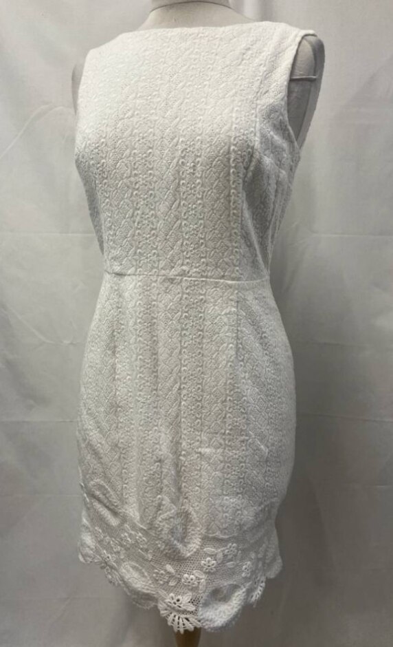 Poem By Oliver Bonas Lace Brocade Pencil Dress White Size: 10