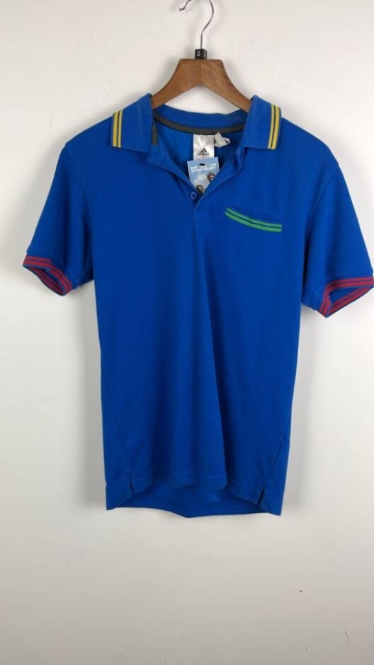 Adidas Polo Collar T- Shirt Blue Size: S