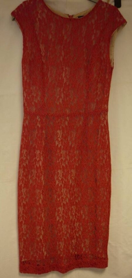 French Connection Sleeveless Lacy Dress Coral Pink Size: 10