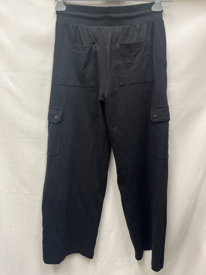 M&s Collection Ponte Utility Wide Leg Trouser Black Size: 10