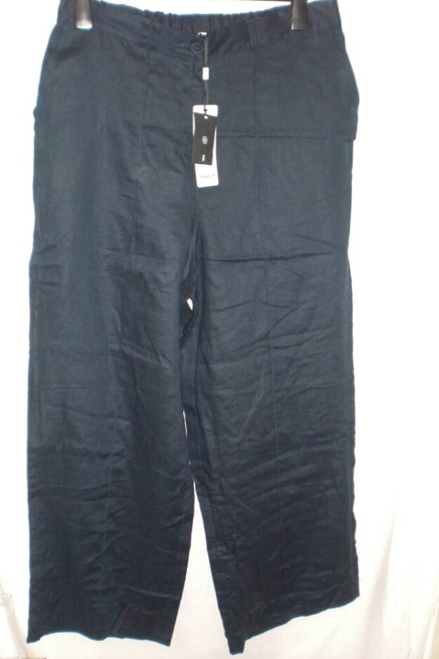 Studio 8 By Phase Eight Linen Wide Leg Trousers Bnwt Navy Blue Size: 18