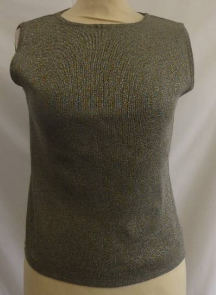 Joseph A Metalic Silk Tank Top Sweater  Beige/gold Size: L