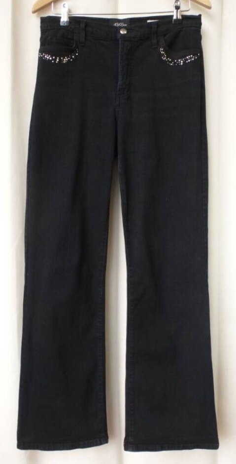 Nydj Embellished Wide Leg Jeans Black Size: 12